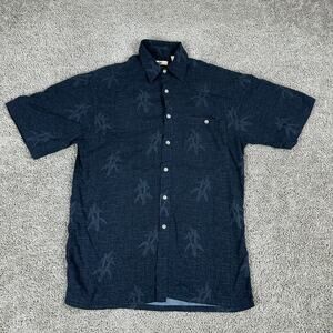 VINTAGE UBC Shirt Mens Small Black Hawaiian Rayon Casual Button Up Short Sleeve